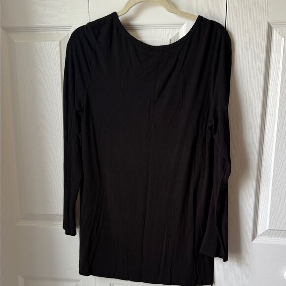 WOMENS RAYON Black Long Sleeve Top EUC L - Picture 6 of 8
